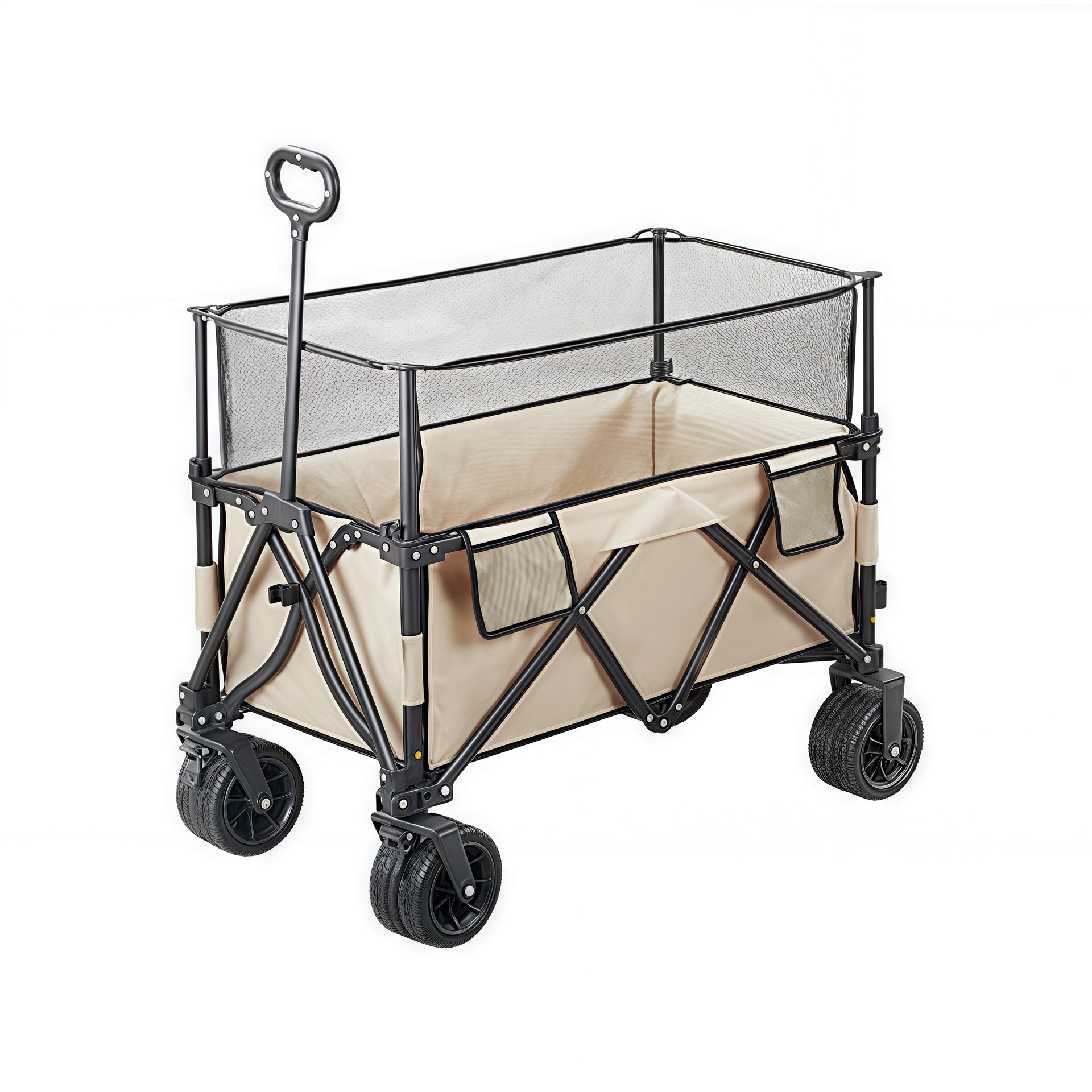 Meetjoys 230L Modular Collapsible Folding Wagon with Detachable All-Terrain Wheels | Multi-Configuration Double-Layer Extended Cargo Cart, OEM/ODM Wholesale