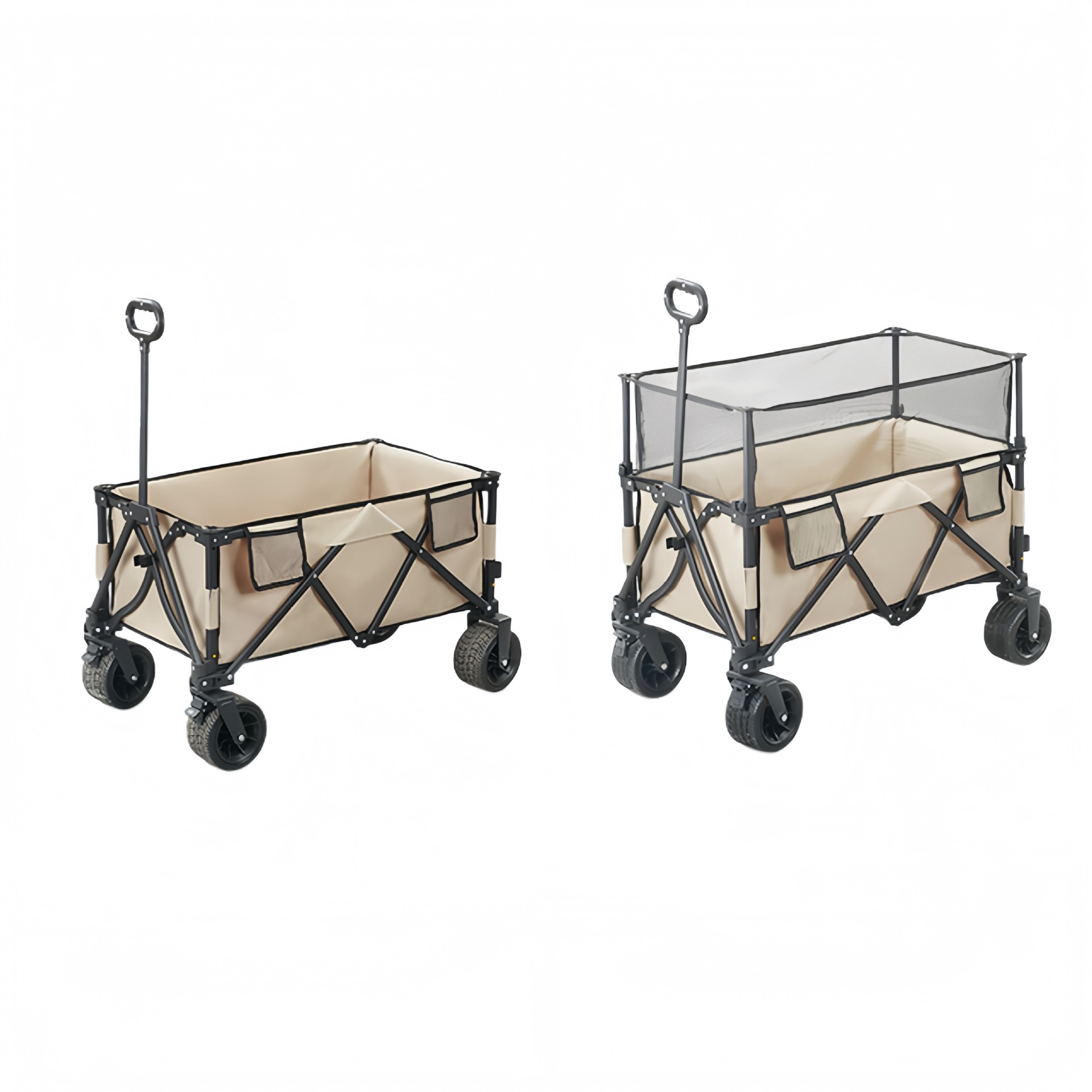 Meetjoys 230L Modular Collapsible Folding Wagon with Detachable All-Terrain Wheels | Multi-Configuration Double-Layer Extended Cargo Cart, OEM/ODM Wholesale