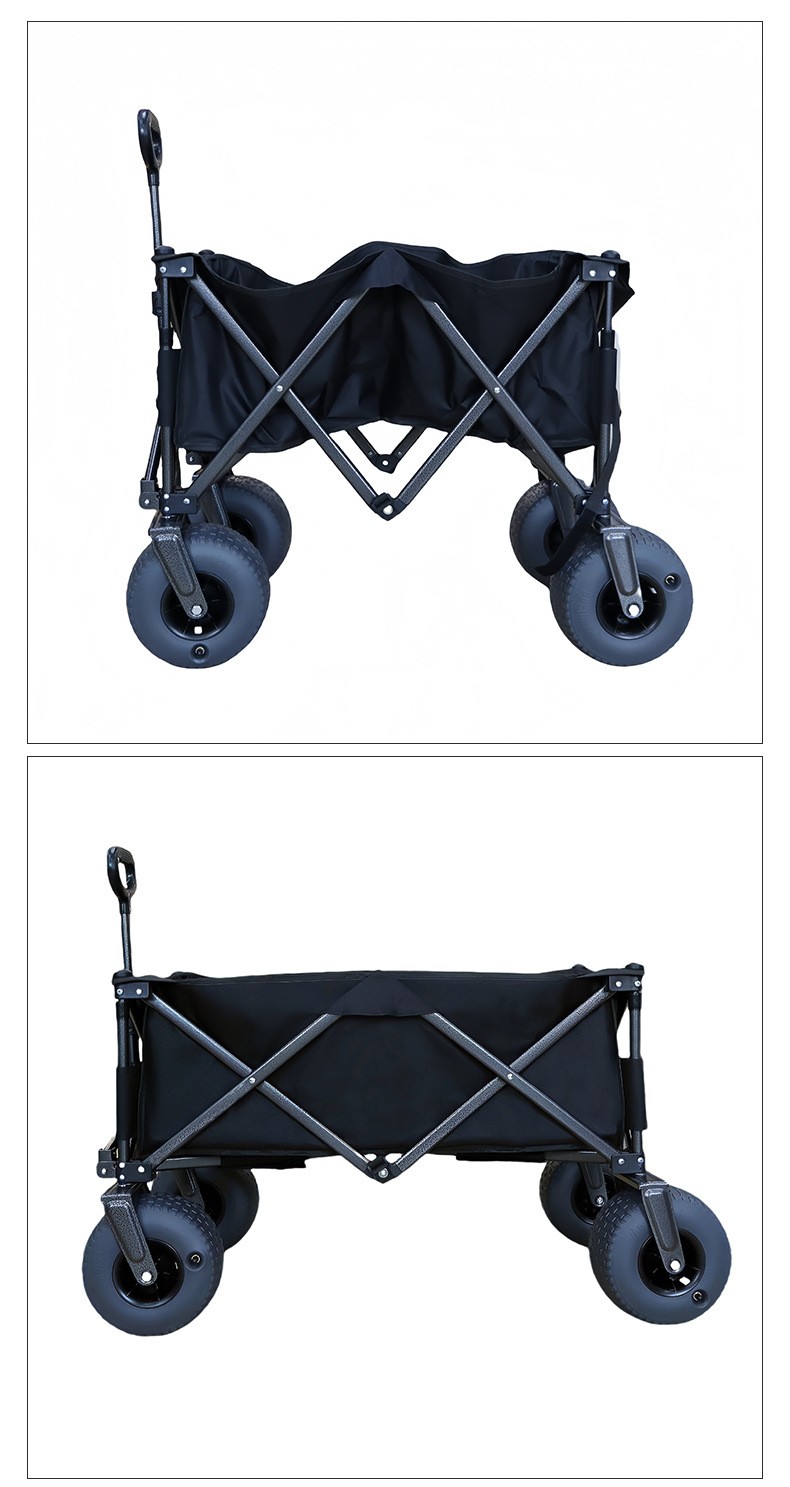 Meetjoys Heavy-Duty Collapsible Folding Wagon with Patented Pneumatic All-Terrain Sand Wheels | X-Frame Large Capacity Push-Pull Camping Cart, B2B Wholesale