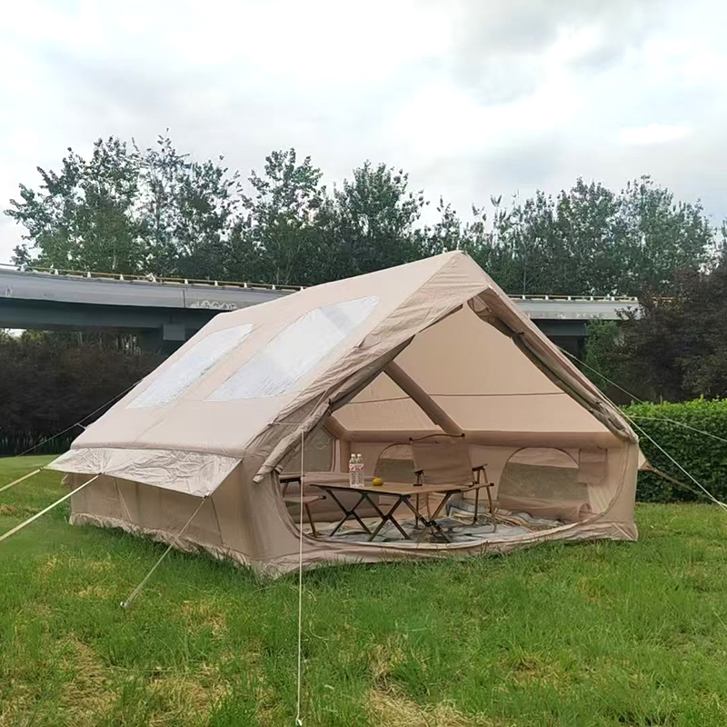 meetjoys Luxury Inflatable Glamping Tent - 2-Room Large Air House Tent with Heavy-Duty Air Beams & Skylight
