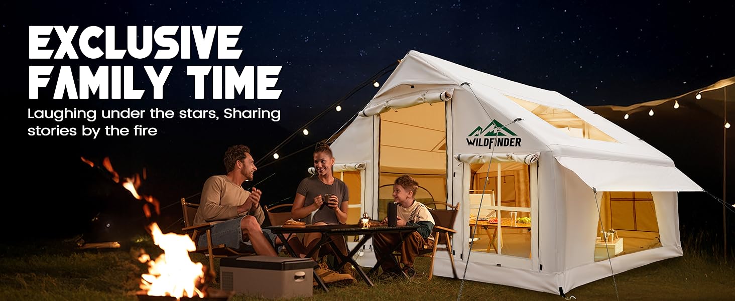 Meetjoys Luxury 4-Season Inflatable Glamping Tent with PVC Air Columns & Chimney Jack